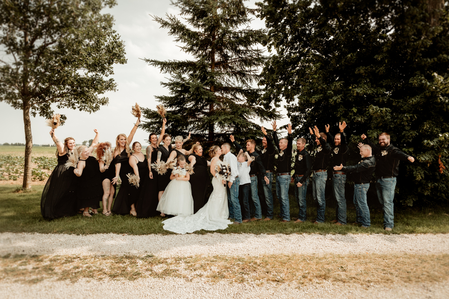 bridal party photos Mulberry Lane Farms Venue in Wisconsin