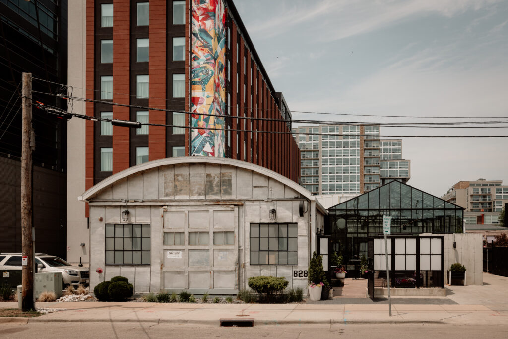 Exterior of The Tinsmith wedding venue in Madison, Wisconsin